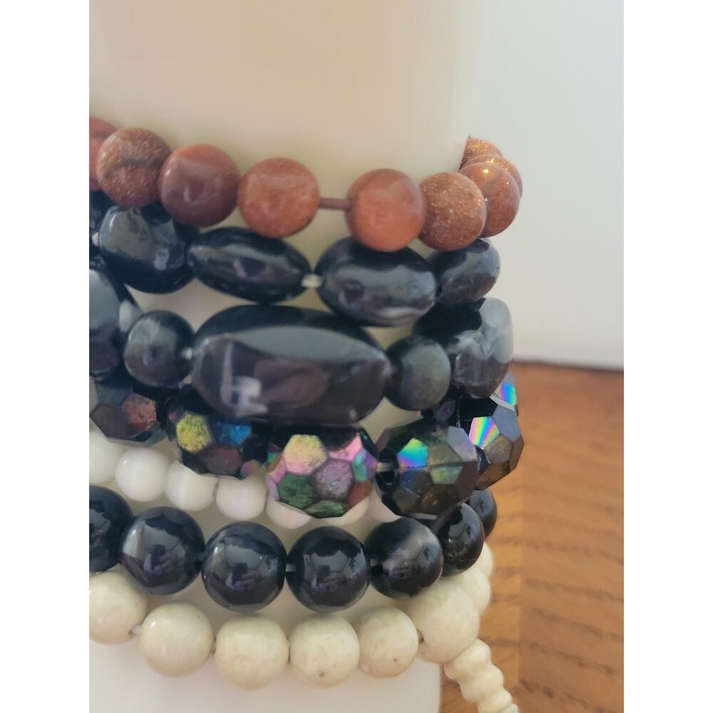 Vtg‎ Glass Plastic Bead Beach Boho Fashion Jewelry magnetic Bracelets Lot of 7 - Picture 8 of 16